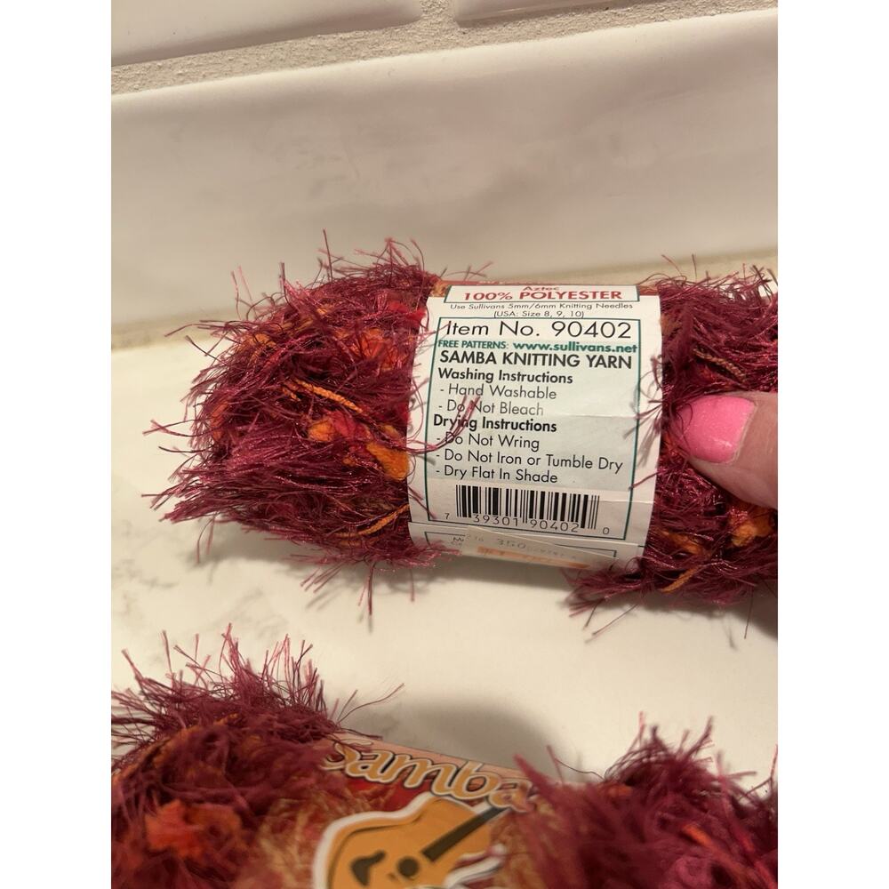 Lot of 2 Samba Sullivans Knitting Eyelash‎ Yarn Fun Fur Pink Aztec Yarn #90402 - Picture 4 of 5
